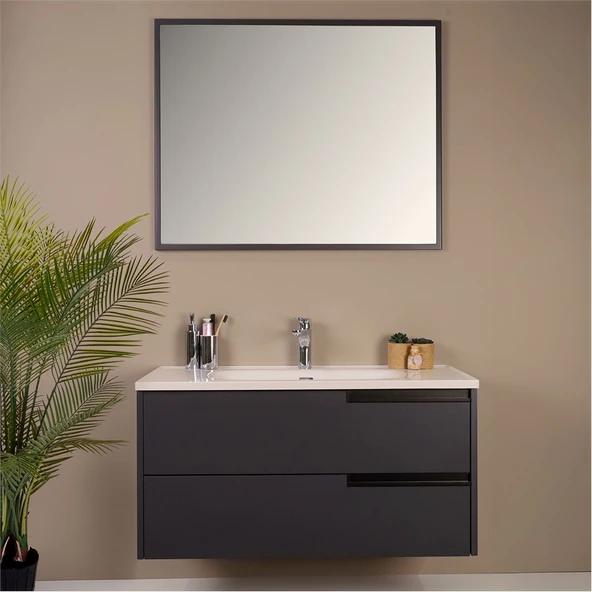 Kobos Eylül 100 cm Banyo Dolabı Seti Argento - Resim 3