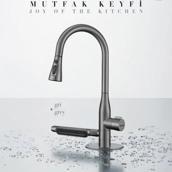 Penta Multi İçme Suyu Spiralli Gun Grey Eviye Bataryası 1335GG ürün görseli 1