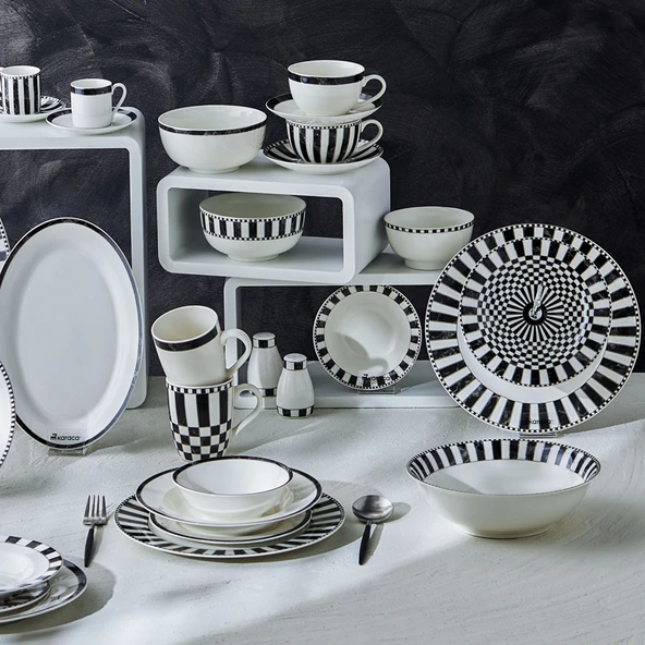 Karaca Damalı Porselen Servis Tabağı 27 cm - Resim 4