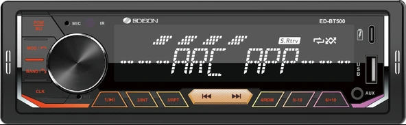 Edison ED-BT500 Oto Teyp Bluetooth USB SD AUX FM Radyo App Kontrol Amf Uyumlu 4*50W ürün görseli 1