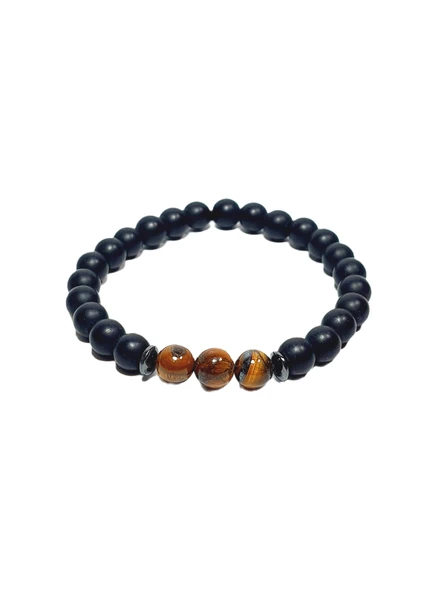 JTSS26BLK1830 KAPLANGÖZÜ ONYX ve HEMATİT DOĞALTAŞ SİYAH 8 MM GARANTİLİ ESNEK JANTİ BİLEKLİK ürün görseli 1