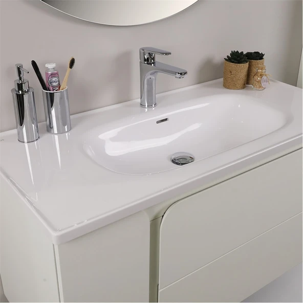 Kobos Future 100 cm Banyo Dolabı Seti Bianco - Resim 4