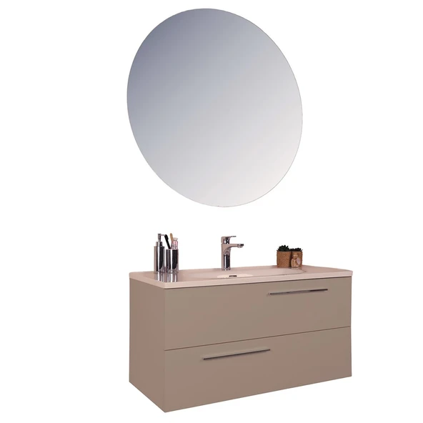 Kobos Serenity 100 cm Banyo Dolabı Seti Latte ürün görseli 1
