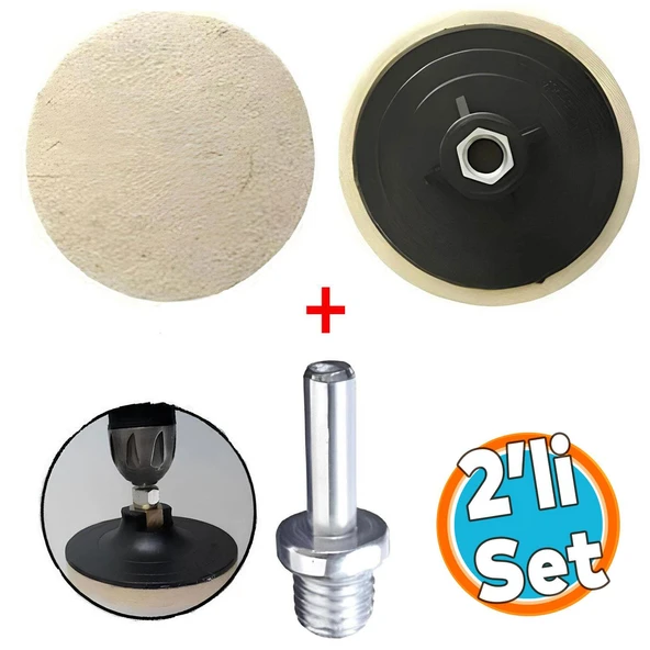Araç Metal Mermer Parlatma Polisaj Keçesi + Matkap Aparatı Seti Parlatıcı 115mm M14 ürün görseli 1