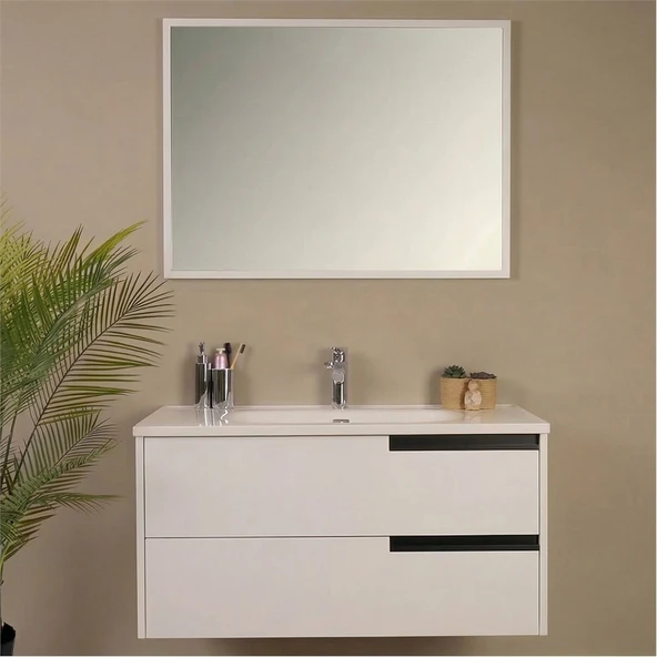 Kobos Eylül 100 cm Banyo Dolabı Seti Bianco - Resim 3