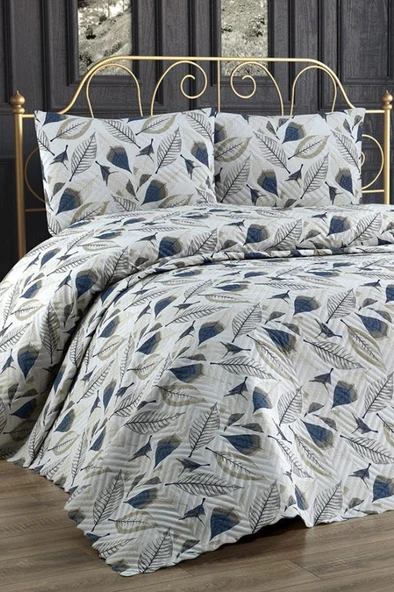 Ultrasonik Kapitoneli Yeşim Çift Kişilik Pike Takımı 195x235 cm ürün görseli 1