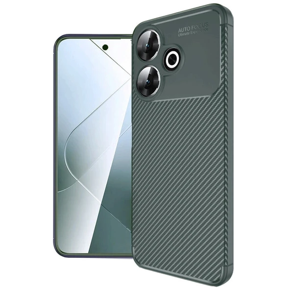 Xiaomi Redmi 13 4g Kılıf Auto Focus Karbon Kapak - Koyu Yeşil ürün görseli 1