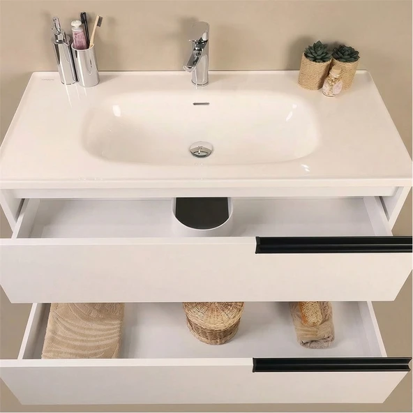 Kobos Eylül 100 cm Banyo Dolabı Seti Bianco - Resim 6