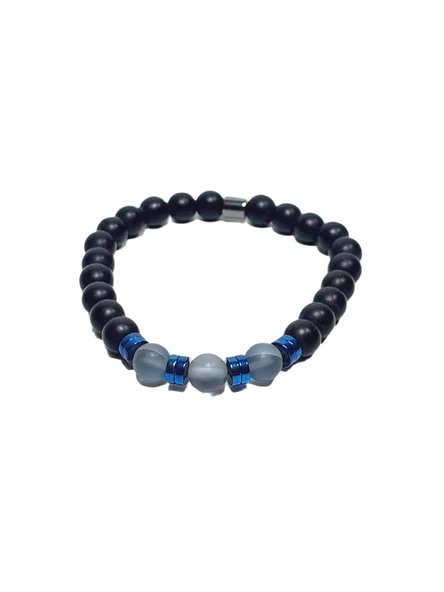 JTSS26BLK1838 AKİK ONYX HEMATİT DOĞALTAŞ SİYAH 8 MM GARANTİLİ ESNEK JANTİ BİLEKLİK ürün görseli 1