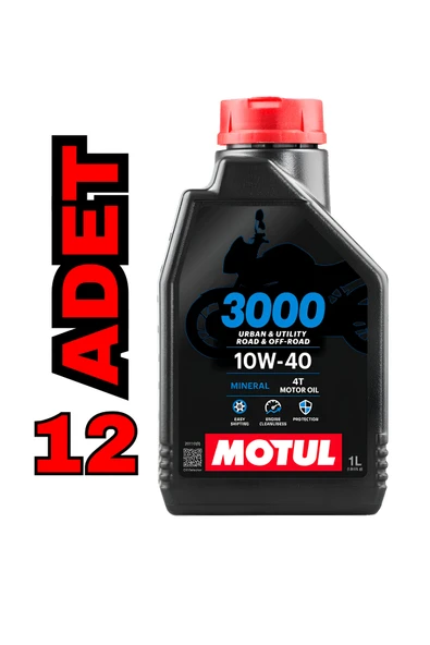 Motul 3000 10w-40 4t 1 Litre X 12 Adet Motosiklet Motor Yağı - 12 Litre ürün görseli 1