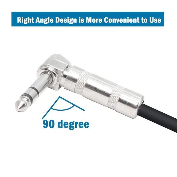 6.3 mm Trs Kablo 90 derece 100 cm - Resim 3