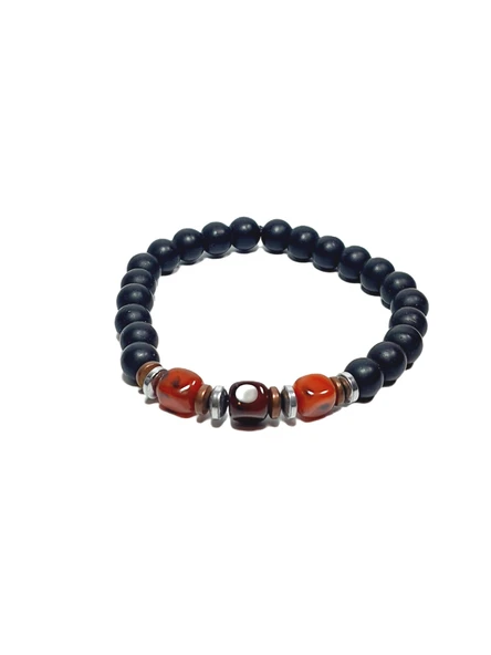 JTSS26BLK1837 AKİK ONYX HEMATİT DOĞALTAŞ SİYAH 8 MM GARANTİLİ ESNEK JANTİ BİLEKLİK ürün görseli 1