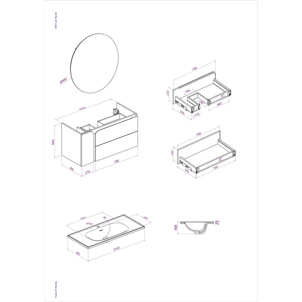 Kobos Future 100 cm Banyo Dolabı Seti Vanilla Grey - Resim 7