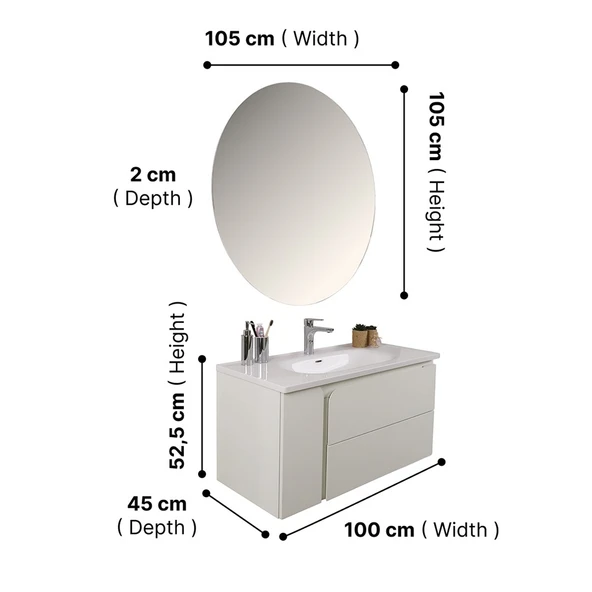 Kobos Future 100 cm Banyo Dolabı Seti Bianco - Resim 8