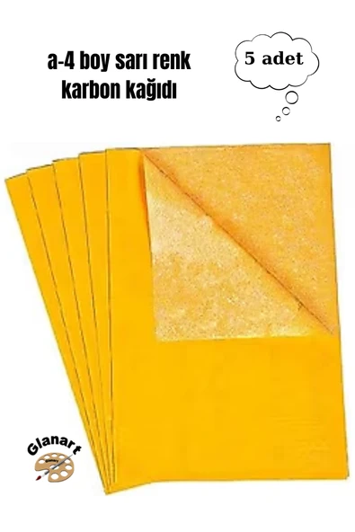 a-4 boy sarı renk karbon kağıdı 5 adet ürün görseli 1