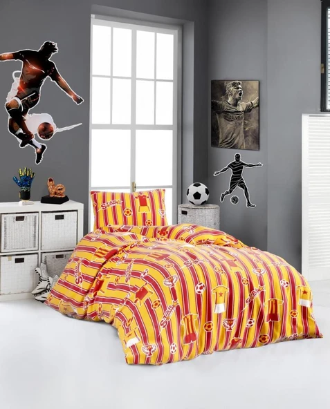 Ultrasonik Kapitoneli Star Tek Kişilik Pike Takımı 160x235 cm Sarı Kırmızı ürün görseli 1