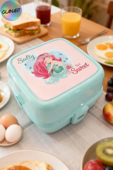 çocuklar için 4 bölmeli beslenme kutusu, beslenme kabı açık yeşil ürün görseli 1