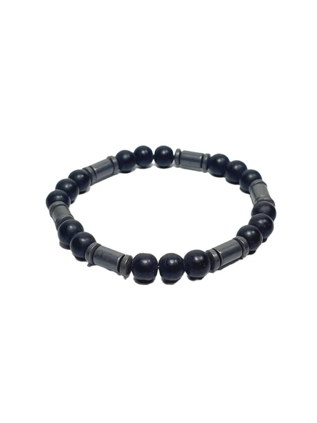 JTSS26BLK1845 ONYX HEMATİT DOĞALTAŞ SİYAH 8 MM GARANTİLİ ESNEK JANTİ BİLEKLİK ürün görseli 1