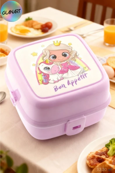 çocuklar için 4 bölmeli beslenme kutusu, beslenme kabı pembe ürün görseli 1