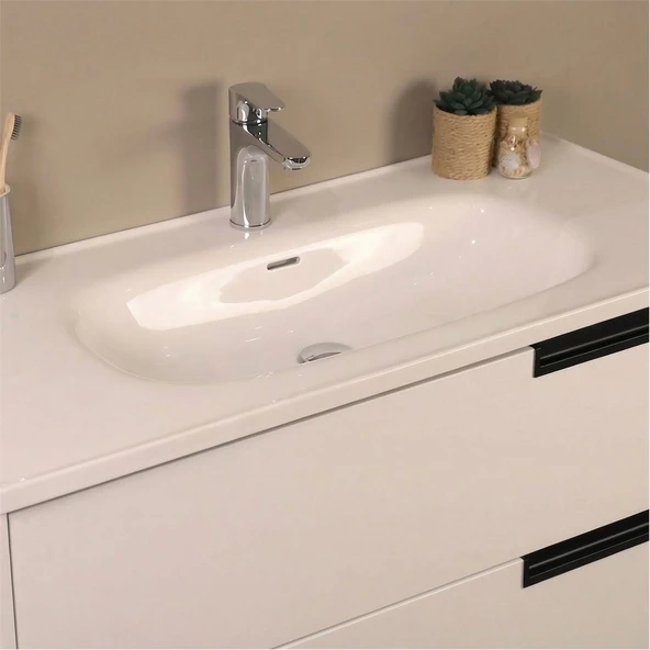 Kobos Eylül 100 cm Banyo Dolabı Seti Bianco - Resim 5