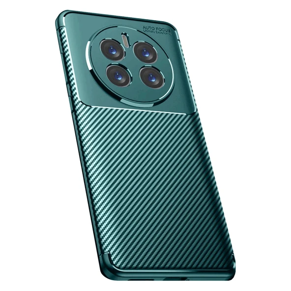 Realme 12 Pro Plus Kılıf Auto Focus Karbon Kapak - Koyu Yeşil ürün görseli 1
