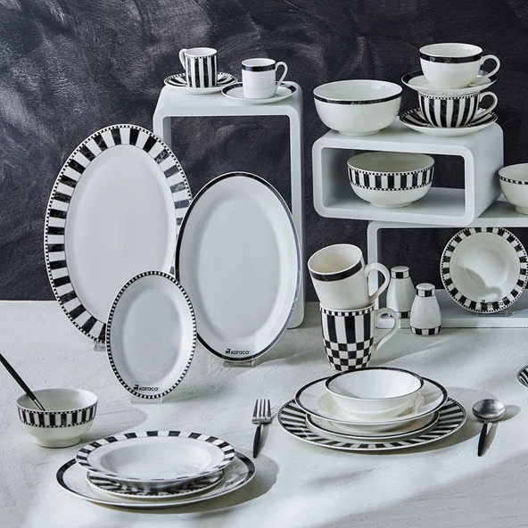 Karaca Damalı Porselen Servis Tabağı 27 cm - Resim 5