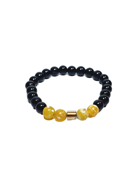 JTSS26BLK1847 AKİK ONYX HEMATİT DOĞALTAŞ SİYAH 8 MM GARANTİLİ ESNEK JANTİ BİLEKLİK ürün görseli 1