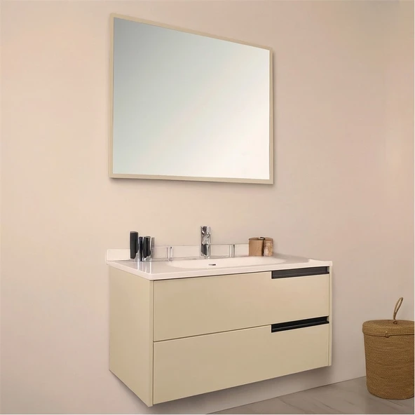 Kobos Eylül 100 cm Banyo Dolabı Seti Vanilla Grey - Resim 2