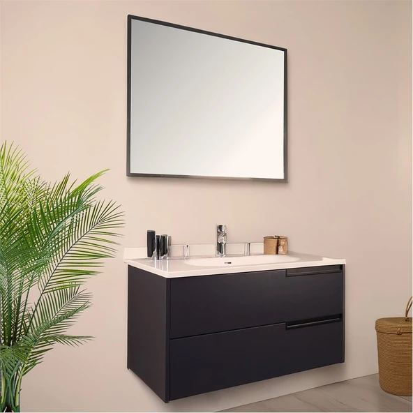 Kobos Eylül 100 cm Banyo Dolabı Seti Argento - Resim 2
