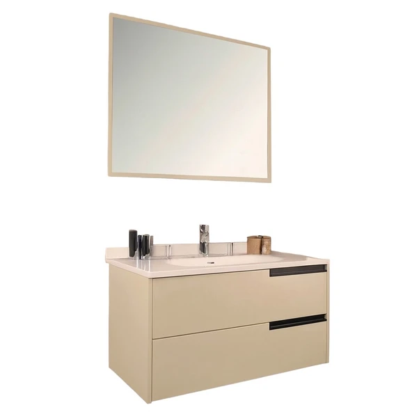 Kobos Eylül 100 cm Banyo Dolabı Seti Vanilla Grey ürün görseli 1