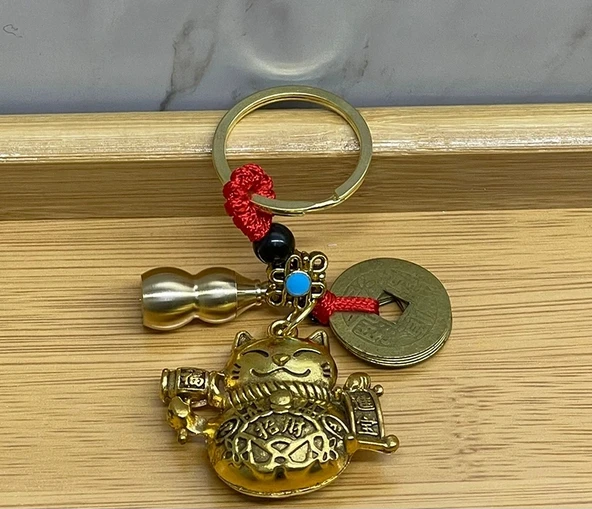 Vexor Metal Şans Ve Bereket Kedisi Anahtarlık Model 1 ürün görseli 1