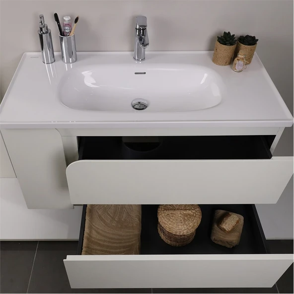 Kobos Future 100 cm Banyo Dolabı Seti Bianco - Resim 6