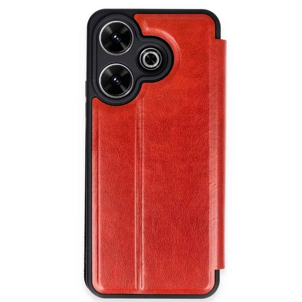 Xiaomi Redmi 13 4g Kılıf Flip Cover - Kırmızı ürün görseli 1