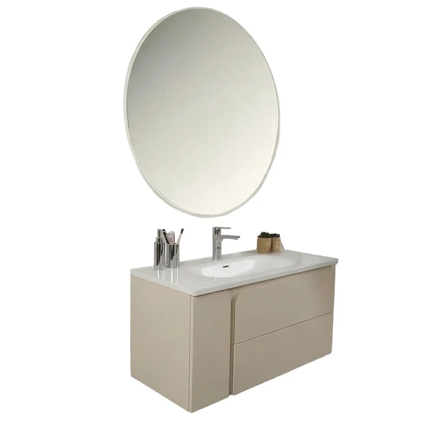 Kobos Future 100 cm Banyo Dolabı Seti Vanilla Grey ürün görseli 1