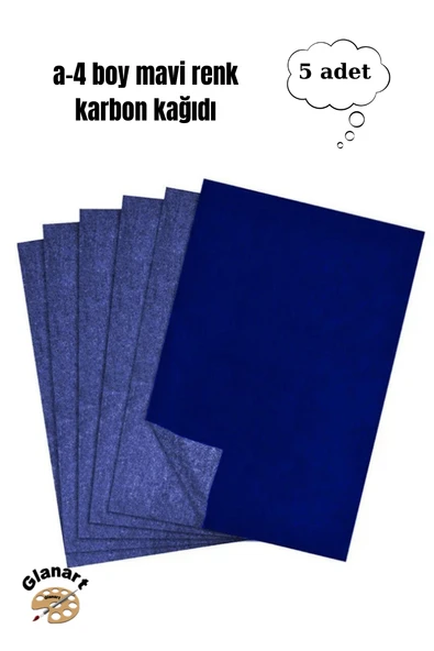 a-4 boy mavi renk karbon kağıdı 5 adet ürün görseli 1
