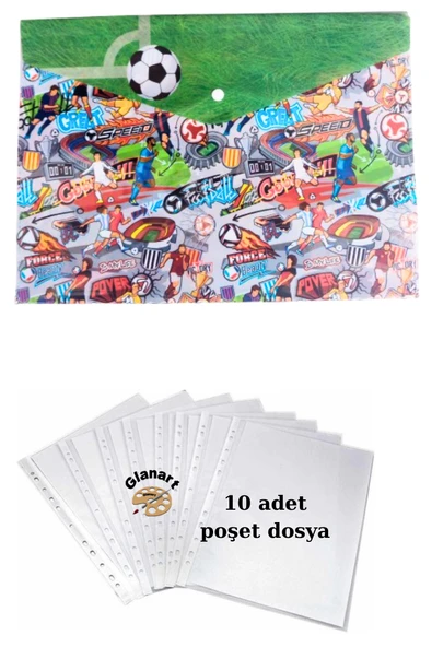 a4 boy çıt çıt  ödev dosyası +10' lu poşet dosya  sporcular ürün görseli 1