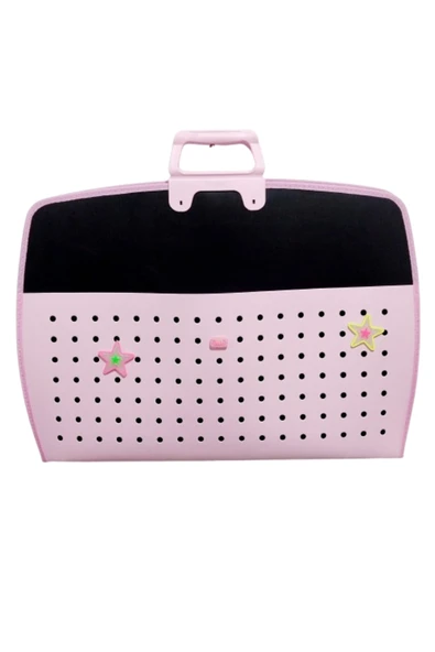fermuarlı 35x50 resim çantası, proje çantası delikli model  su geçirmez  (38x55 cm) pembe ürün görseli 1