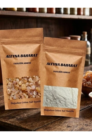 aleyna baharat 500 Gr Tane Arap Zamkı + 500 Gr Toz Arap Zamkı ( Zamkı Arabi - Akasya Gamı ) ürün görseli 1