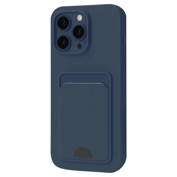 Apple İphone 16 Pro Kılıf Kelvin Kartvizitli Silikon - Lacivert ürün görseli 1