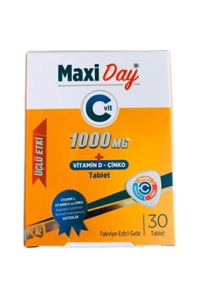İmubest Maxiday Üçlü Etki Vitamin C, Çinko Ve Vitamin D3 30 Tablet ürün görseli 1