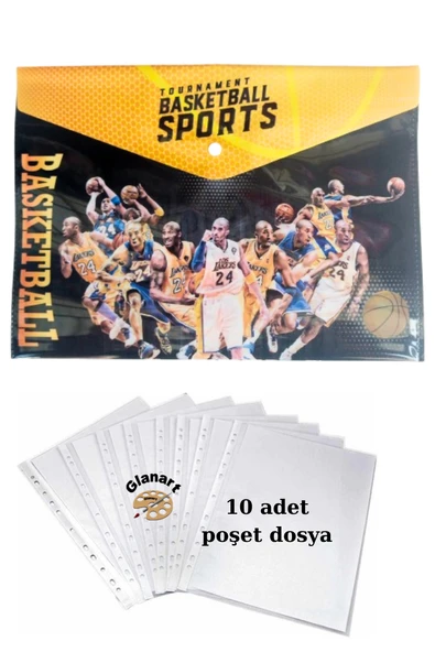 a4 boy çıt çıt  ödev dosyası +10' lu poşet dosya  basketbool ürün görseli 1