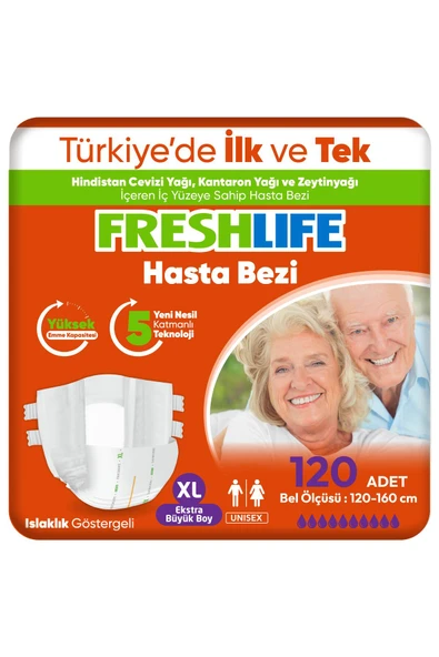 Freshlife 4'lü Xlarge Bel Bantlı Yetişkin Hasta Bezi 30x4 (120 Adet) ürün görseli 1