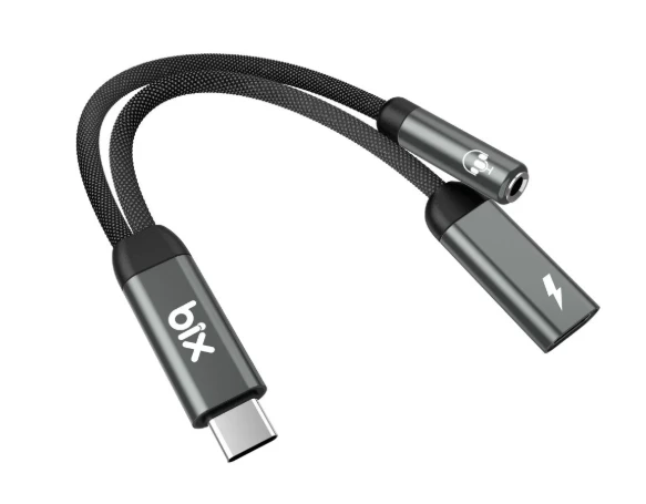 Bix A1C1 Type-C to 3.5mm Kulaklık ve 15W Type-C Şarj Kablo Dönüştürücü ürün görseli 1