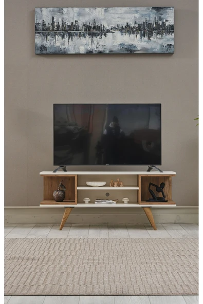Arpelia Ahşap Tv Sehpası 150x35x58 Cm Kapaksız 1 Orta Raflı ürün görseli 1