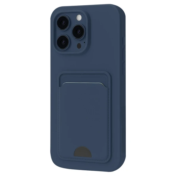 Apple İphone 16 Pro Max Kılıf Kelvin Kartvizitli Silikon - Lacivert ürün görseli 1