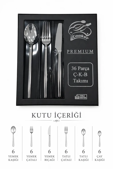 Cooker Premium 36 Parça Çatal Kaşık Bıçak Seti CKR3595 ürün görseli 1