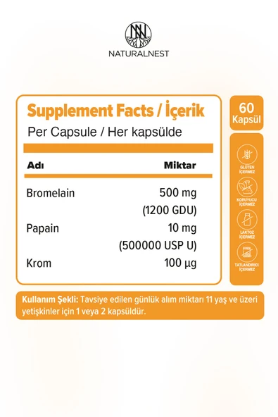 Naturalnest Bromelain Plus 60 Kapsül - Resim 2