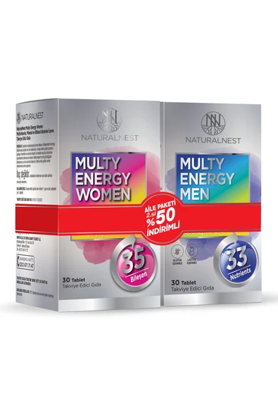 Naturalnest Multi Energy Women 30 Tablet + Men 30 Tablet Aile Paketi ürün görseli 1