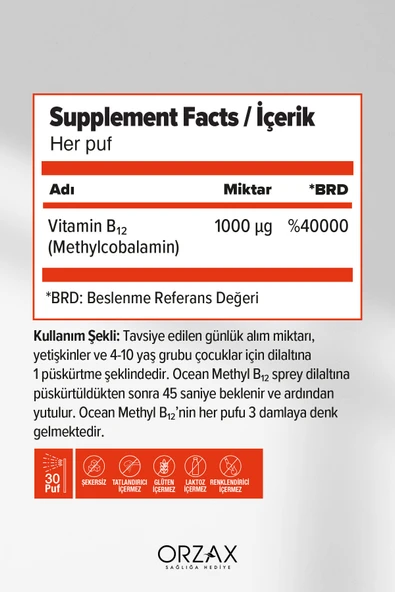 Ocean Methyl B12 1000mcg 5ml Sprey. - Resim 3