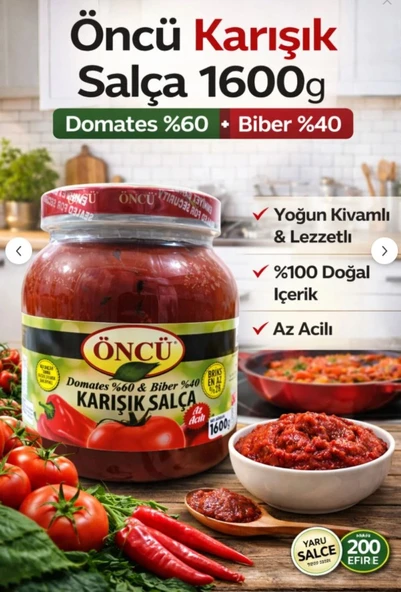 Karışık Salça 1600 g Domates %60 & Biber %40 Doğal Yoğun Kıvamlı Salça ürün görseli 1